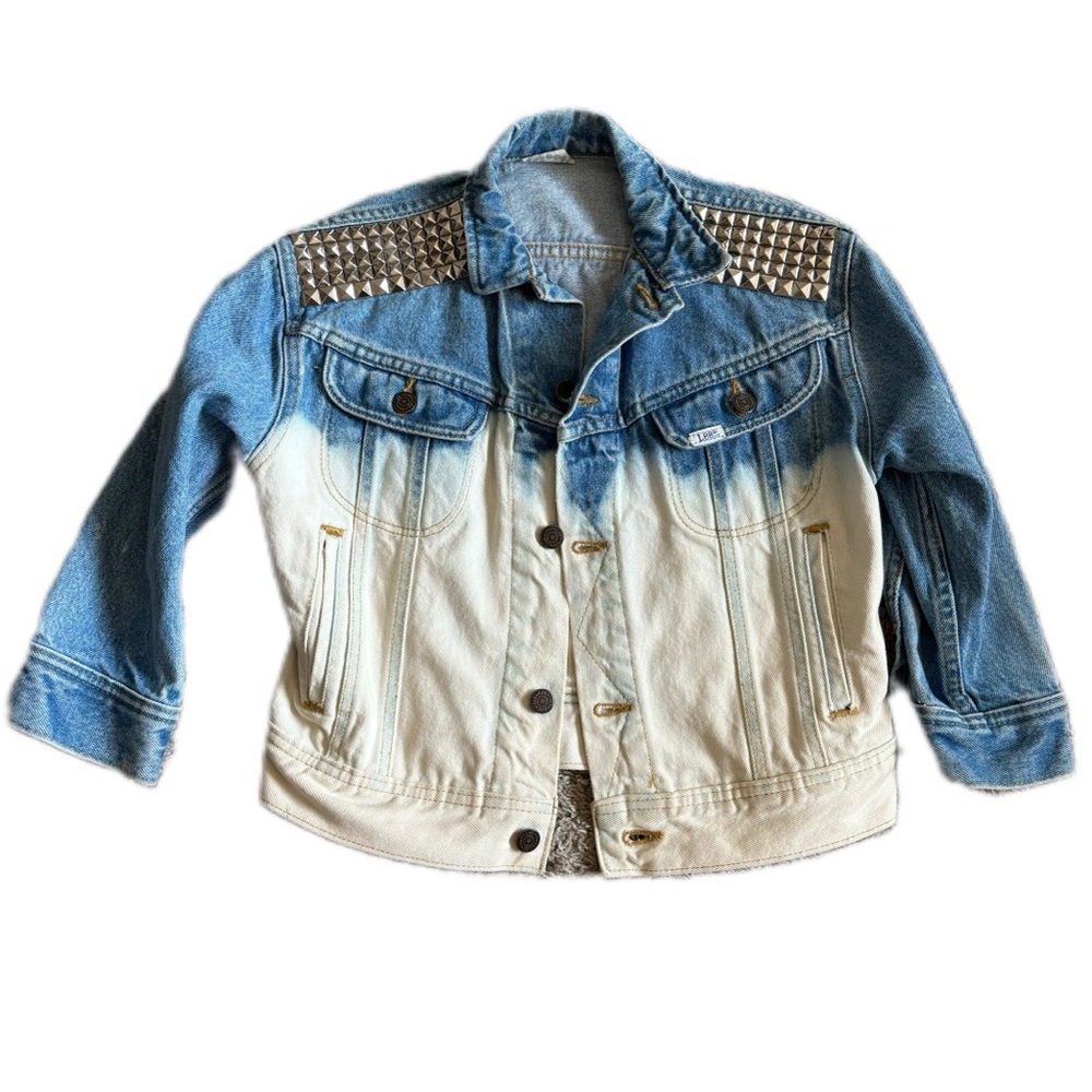 Vintage Lee Dyed Ombré Studded Jean Jacket / Acid Wash Jean Jacket / Custom Made